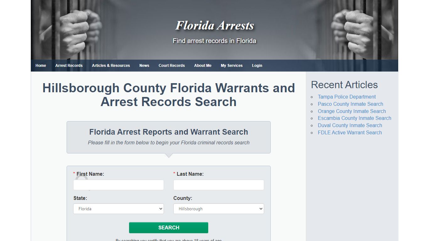Hillsborough County Florida Warrants and Arrest Records Search